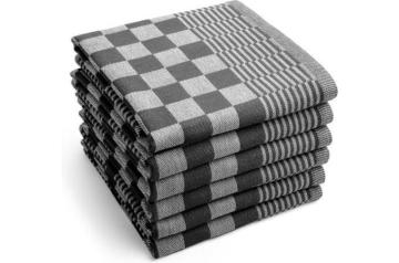 12x Theedoek - Zwart Geblokt - 70x50cm