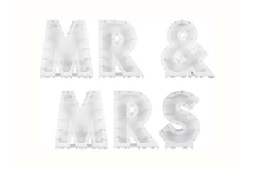 Ginger Ray - Ballonstandaard Mr & Mrs - Wit - Per Set