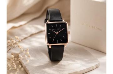 Lily & Stone Dameshorloge - Zwart/Rose Goud